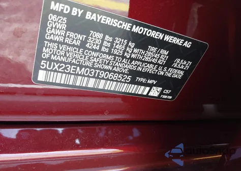 2026 BMW X7 xDrive40I from USA, damaged, VIN 5UX23EM03T9068525